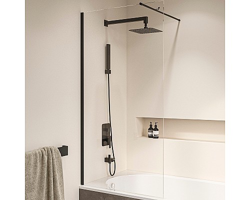 Шторка на ванну RGW Screens SC-050B 70x150 351105007-14 профиль Черный стекло прозрачное