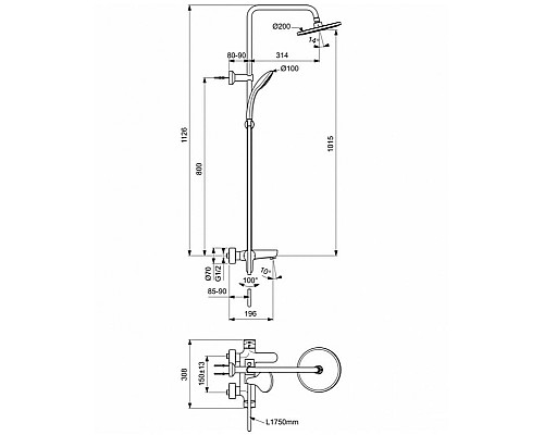 Душевая система Ideal Standard Cerafine Model O BC525XG Черный шелк