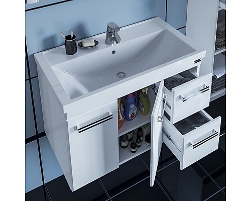 Тумба под раковину СанТа Меркурий 80 подвесная Белая