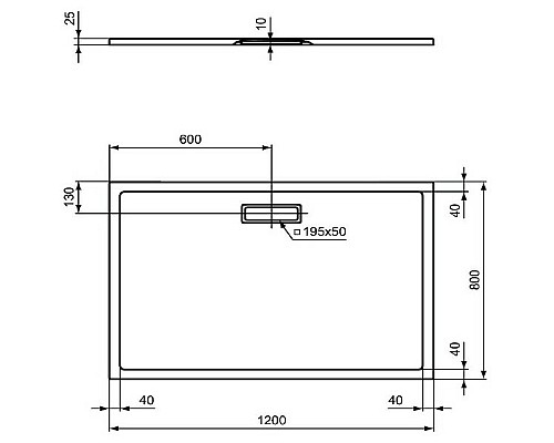 Акриловый поддон для душа Ideal Standard Ultraflat New 120х80 T4469V3 Черный шелк