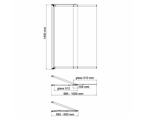 Шторка на ванну WasserKRAFT Dill 100 61S02-100 Fixed профиль Черный стекло прозрачное