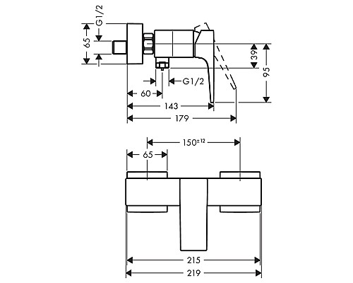 Смеситель для душа Hansgrohe Metropol однорычажный черный матовый 32560670