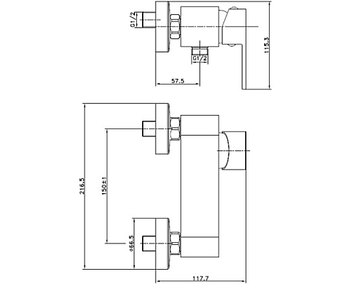 Смеситель для душа Cersanit Elio 63046 Хром