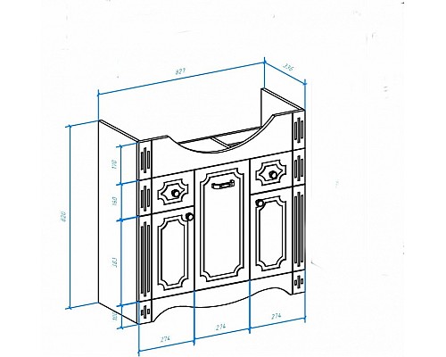 Тумба под раковину Bellezza Кантри 85 4639914000019 Белая