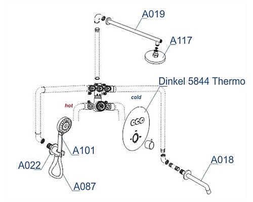 Душевая система WasserKRAFT Dinkel A175817 с термостатом Хром