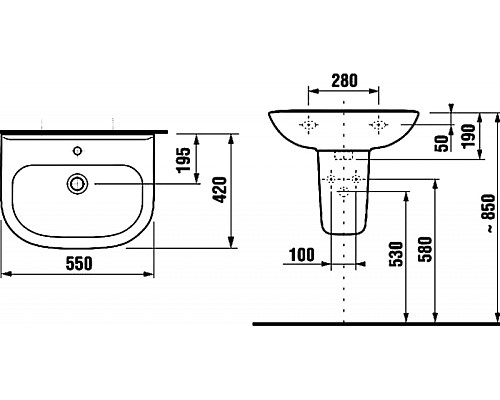 Раковина Jika Olymp 55 8.1061.2.000.104.9 Белая