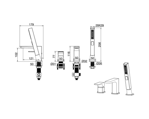 Смеситель на борт ванны Allen Brau Infinity 5.21008-31 Черный матовый