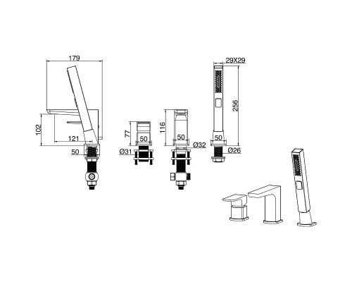 Смеситель на борт ванны Allen Brau Infinity 5.21008-31 Черный матовый