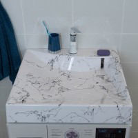 Раковина над стиральной машиной Stella Polar Турин 60х60 белый мрамор