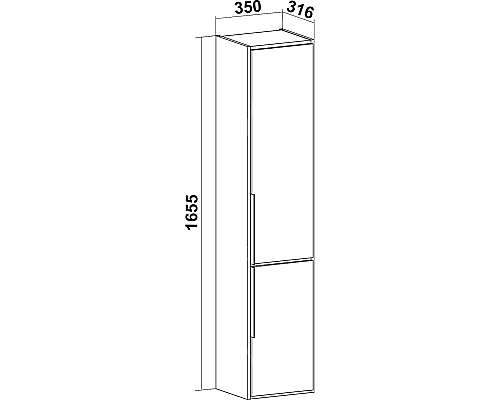 Шкаф пенал Runo Мальта 35 R 00-00001096 подвесной Серый Дуб