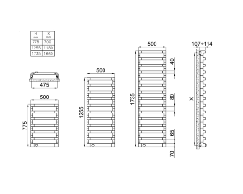 Полотенцесушитель электрический с термостатом IRSAP Step 77x50
