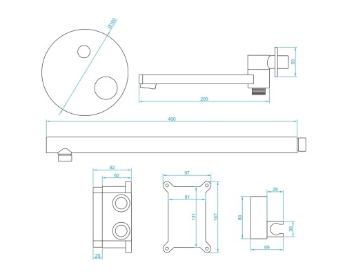 Душевая система RGW Shower Panels SP-55B Черная матовая