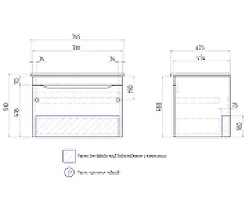 Тумба под раковину Vigo Grani 75 tp.GRI.OSK.75.1Y подвесная Белая