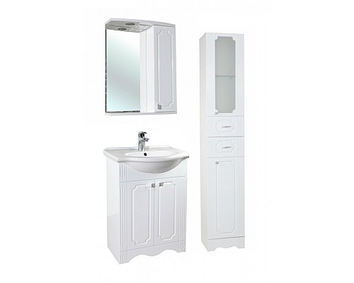 Зеркало со шкафом Bellezza Кантри 55 с подсветкой R Белое