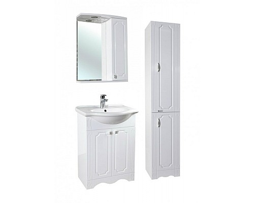 Зеркало со шкафом Bellezza Кантри 55 с подсветкой R Белое