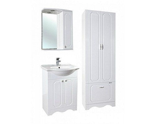 Зеркало со шкафом Bellezza Кантри 55 с подсветкой R Белое