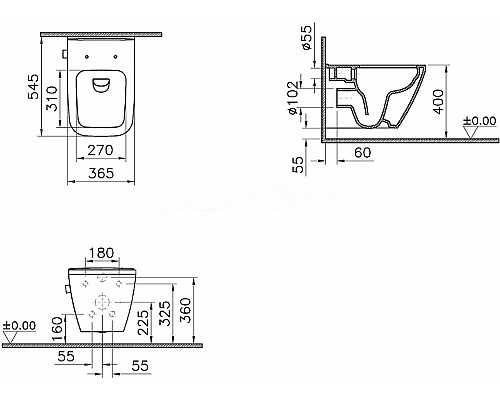 Унитаз Vitra Integra Square 7082B003-7209 подвесной без сиденья