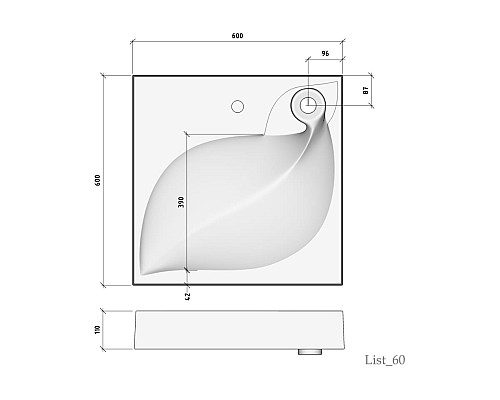 Раковина над стиральной машиной Madera List 60*60 с кронштейнами