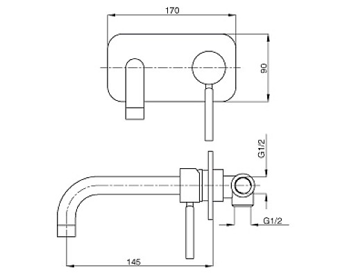 Встраиваемый смеситель Cezares OLIMP-BLSM2-03/24-L