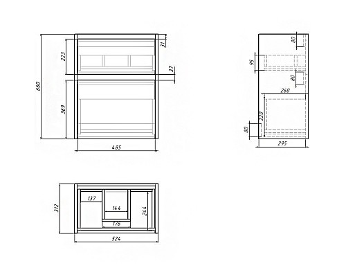 Тумба под раковину Dreja Slim 55 99.0500 подвесная Дуб кантри Белый глянец