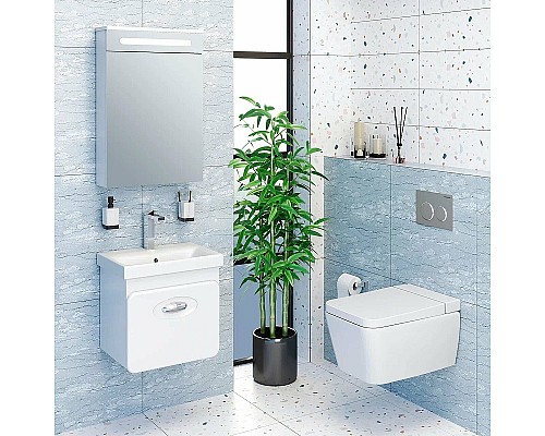 Зеркальный шкаф Runo Парма 50 R 00-00001128 с подсветкой Белый