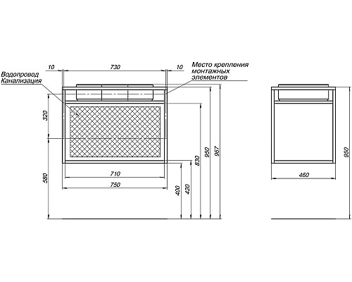 Консоль под раковину Allen Brau Liberty 75 1.33001.60 Медь браш