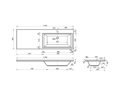 Тумба с раковиной Эстет Dallas Luxe 140 R ФР-00002924 подвесная Белая