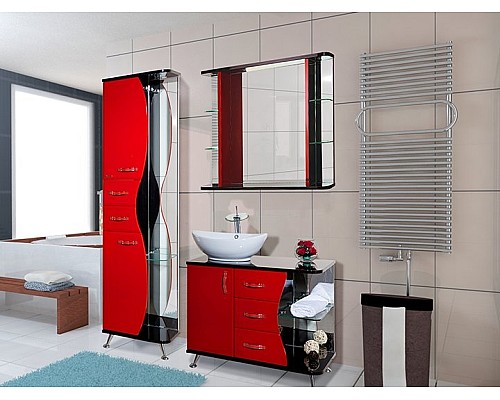 Тумба под раковину Bellezza Рио 90 L 4633615142214 Черная Красная