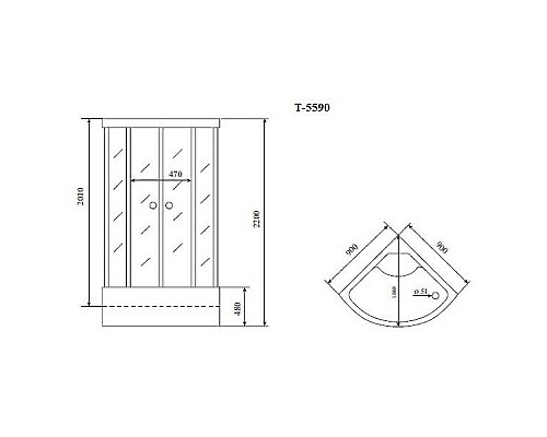 Душевая кабина Timo Standart 90x90 T-5590 без гидромассажа Душевая кабина Timo Standart 90x90 T-5590 без гидромассажа