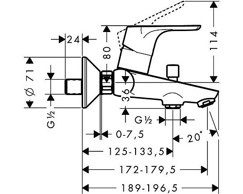Смеситель для ванны,для душа Hansgrohe Focus E2 31940000
