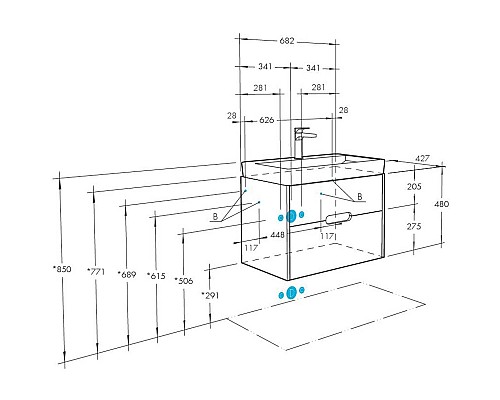 Тумба под раковину Aquaton Оливия 70 1A254301OLVG0 подвесная Бежевый Дуб велл