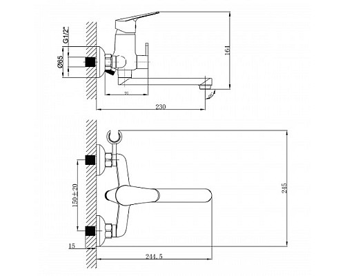 Смеситель для ванны Lemark Partner LM6513C универсальный Хром