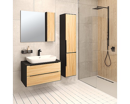 Тумба под раковину Runo Мальта 85 00-00001099 Дуб Черная