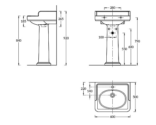Раковина Kerama Marazzi POMPEI подвесная 60, белая глянцевая