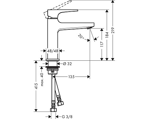 Смеситель для раковины Hansgrohe Metropol однорычажный 32507000