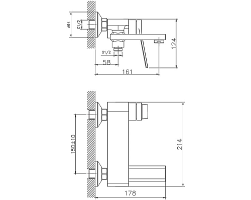 Смеситель для ванны Haiba HB60572 Хром