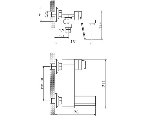 Смеситель для ванны Haiba HB60572 Хром