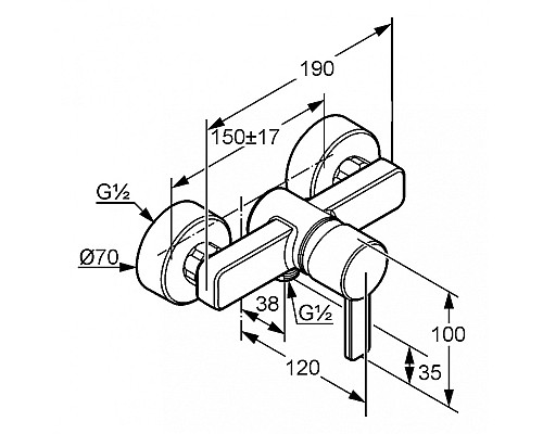 Однорычажный смеситель для душа Kludi Zenta 388700575