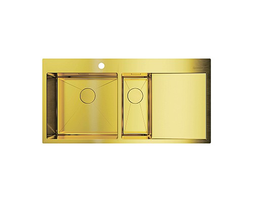 Кухонная мойка Omoikiri Akisame 100-2-LG-L 4973089 светлое золото Кухонная мойка Omoikiri Akisame 100-2-LG-L 4973089 светлое золото