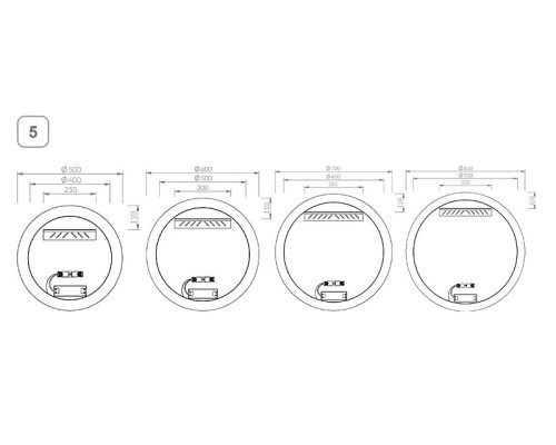 Зеркало Ravak Luna 50 X000001577 с подсветкой круглое