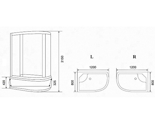 Душевая кабина Parly Tomorrow 120x80 R EF1221R без гидромассажа