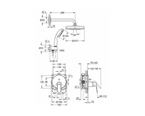 Душевая система Grohe Eurosmart Cosmopolitan Хром