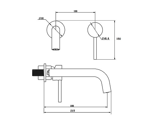 Смеситель настенный для раковины Bronze de Luxe Scandi 14511B