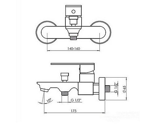 Смеситель для ванны GPD Provido MBB155 Хром
