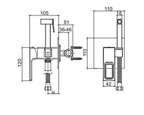 Гигиенический душ со смесителем Gappo G17-6 G7217-6 Черный матовый