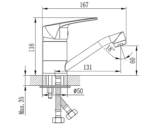 Смеситель для кухни Rossinka D40-22 Хром