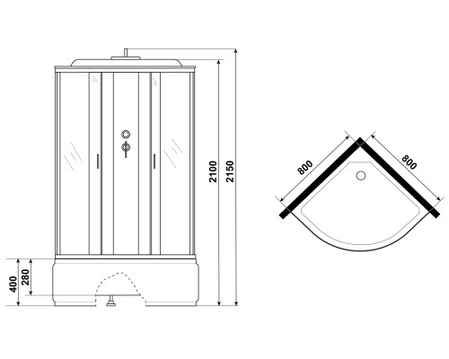 Душевая кабина Niagara Classic 80х80 NG-6707-14G с гидромассажем