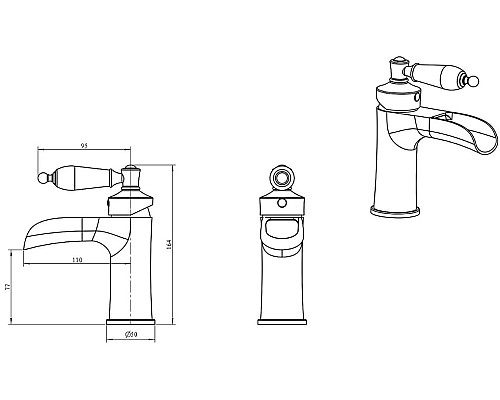 Смеситель для раковины Boheme Vogue 211-SW Золото