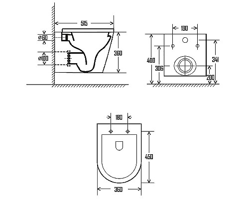 Унитаз AQUAme AQM2001 подвесной Белый глянец с сиденьем Микролифт