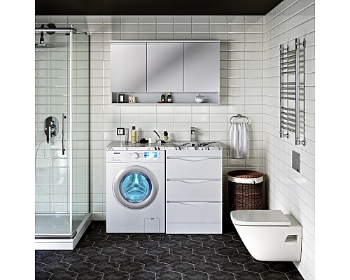 Тумба под раковину Runo ОРИОН 60 УТ000003442 белый мрамор, левое крыло